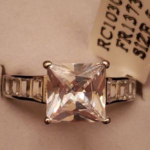 princess cut cubic zirconium sterling silver ring size 6